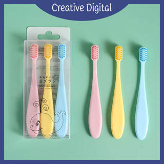 Creative Digital [✨สินค้าใหม่✨] กล่อง x3ชิ้น แปรงสีฟัน แปรงสีฟันเด็ก 2-6ขวบ สีหวานพาสเทล แท่งป้อม จับสะดวกมือ น่ารัก ขนนุ่ม