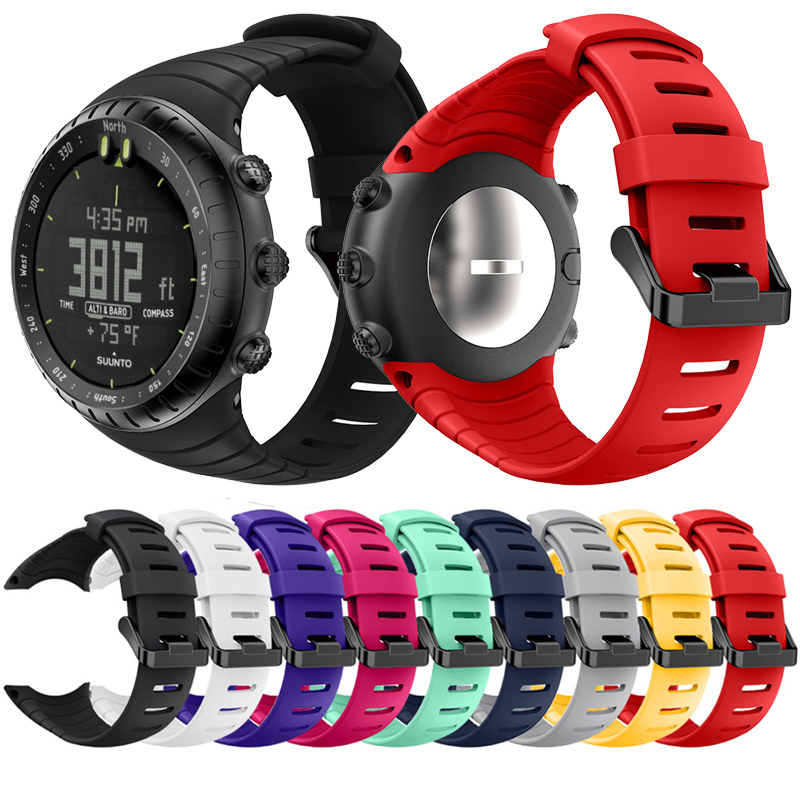 สายนาฬิกาข้อมือ ซิลิโคนนิ่ม พร้อมตะขอโลหะ แบบเปลี่ยน สําหรับ Suunto Core Smartwatch correa