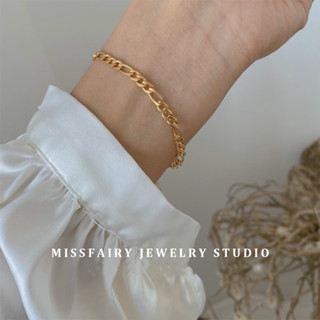 Missfairy สร้อยข้อมือโซ่ สเตนเลส ทอง 18K เครื่องประดับแฟชั่น สําหรับผู้หญิง