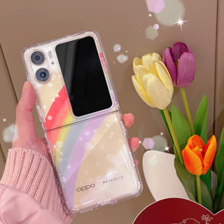 เคสโทรศัพท์มือถือแบบใส ฝาพับ สีรุ้ง สําหรับ Oppo Find N2 FindN2Flip