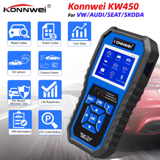 Konnwei KW450 เครื่องอ่านโค้ด Fualt เครื่องยนต์รถยนต์ ABS DPF สําหรับ VAG OBD2 SEAT SKODA