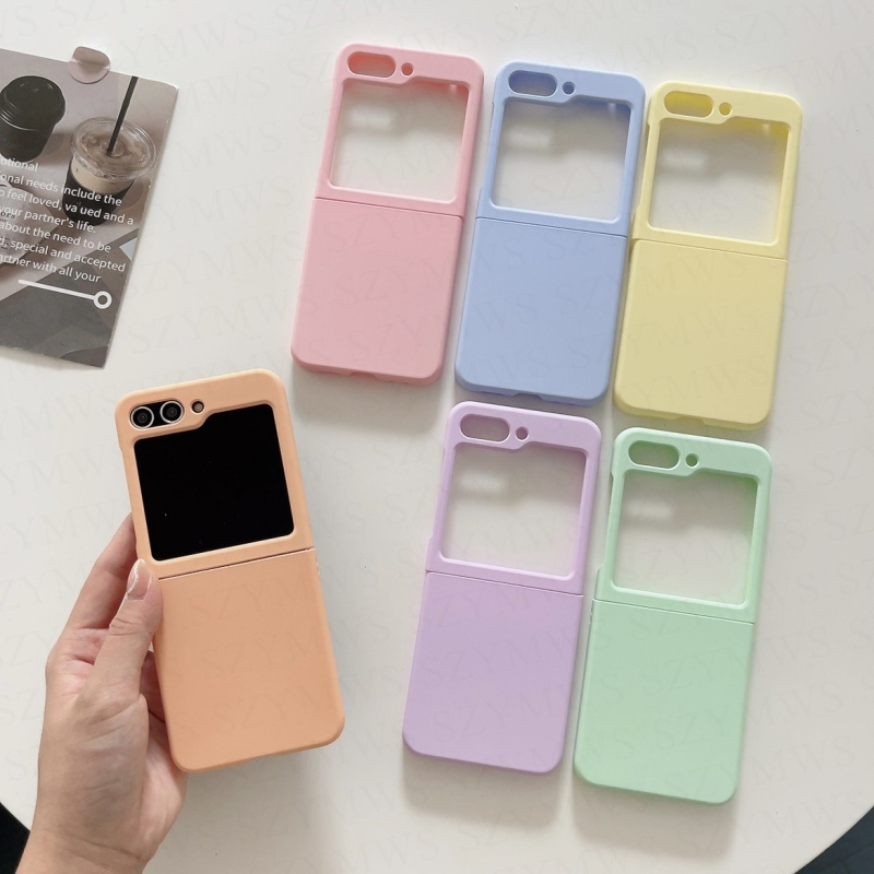 Pc Ultra Thin Case สําหรับ Samsung Z Flip 6 5 Luxury Solid Color Case Cover ใช ้ งานร ่ วมกับ Samsun