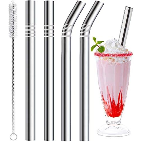 หลอดดูดเครื่องดื่มสเตนเลส เกรด 304SS งอได้ 215 มม. 265 มม. เป็นมิตรกับสิ่งแวดล้อม สําหรับค็อกเทล สมูทตี้ เครื่องดื่มร้อน เย็น