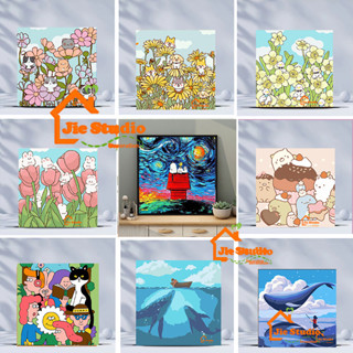 ✨Ready Stock✨ 20*20cm DIY Digital Painting Framed Canvas Painting Snoopy Corner Creatures Van Gogh Starry Sky DIY Relaxation Relief Pressure Digital Oil Painting Paint By Numbers Drawing Practice  Painting Birthday Gift Wall Decoration 数字油画  Oil Painting