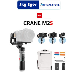 Zhiyun Crane M2S กิมบอลกันสั่น แบบมือถือ 3 แกน พร้อมไฟ LED สําหรับกล้องไร้กระจก Gopro Insta360 กล้องแอคชั่น สมาร์ทโฟน