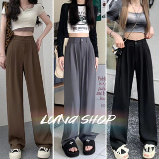 Luna shop🍑กางเกงสูท🍊กางเกงลำลองทรงสลิมสไตล์เกาหลี กางเกงขายาวทรงตรง🚚พร้อมส่งจากกทม มาถึงใน 3-5 วัน