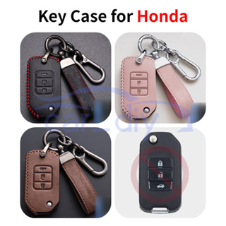 เคสกุญแจรีโมทรถยนต์ แบบหนัง พร้อมพวงกุญแจ สําหรับ Honda Crider Breeze Fit CRV XRV Vezel Civic Accord City Greiz