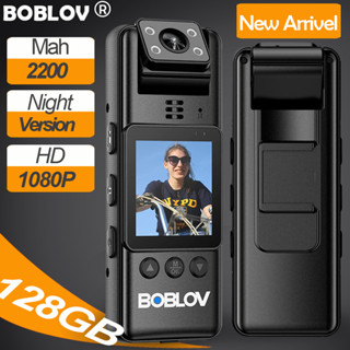 Boblov A23 กล้องบันทึกวิดีโอ กล้องหน้าอก กล้องติดตัวตำรวจ HD Body Worn Mini Action Police Camera 1080P 128GB 2200Mah Night Version ตรวจจับการเคลื่อนไหว DVR Video Recorder Bodycam Actiomcam Motorcycle/Bike Dash Cam For Vlogging