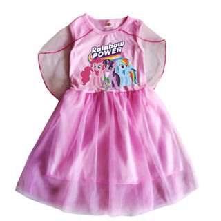 ชุดเดรสแขนกุด ผ้าฝ้าย และผ้าคลุมไหล่ ลาย My Little Pony แฟชั่นฤดูร้อน สําหรับเด็กผู้หญิง