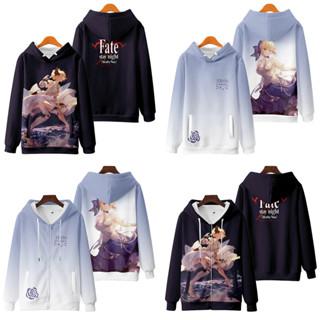 ใหม่ เสื้อกันหนาว เสื้อแจ็กเก็ต แขนยาว มีฮู้ด มีซิป พิมพ์ลายอนิเมะ Fate Stay Night 3D ทรงหลวม สไตล์ญี่ปุ่น แฟชั่นสําหรับผู้ชาย และผู้หญิง