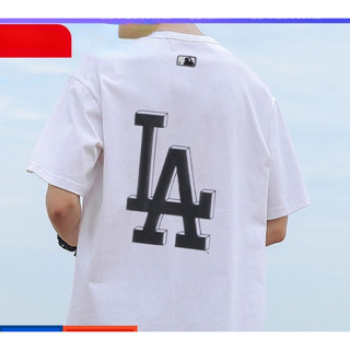 เสื้อยืดแขนสั้น พิมพ์ลายโลโก้ MLB สําหรับคู่รัก