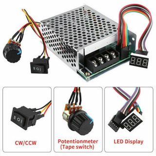 ใหม่ สวิตช์ควบคุมความเร็วมอเตอร์ DC 12V 24V 36V 40A 2000W PWM CW CCW ย้อนกลับได้