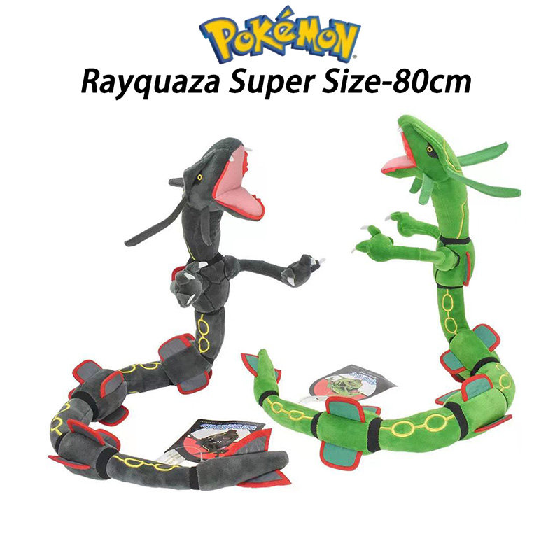 Pokemon Shiny Rayquaza Plush Toy Black Mega Dragon Soft Stuffed Animal  Cartoon Figures Doll 30.7
