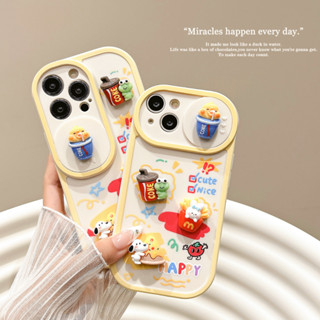 【TPU เคสโทรศัพท์ตุ๊กตาสามมิติ/โคล่าเฟรนช์ฟรายส์】สำหรับ เคสไอโฟน13 Pro 14 13 Pro Max 14 Pro Max 12 Pro การ์ตูน หน้าต่างบานเลื่อน เคสซิลิโคน เคสไอโฟน14 Pro 12 Pro Max กรณีป้องกันการตก iPhone 11 13 11 Pro Max 12 เคสโทรศัพท์ Apple