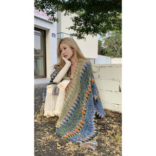 Ethnic style shawl blanket with warm cloak and cape