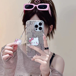 เคสโทรศัพท์มือถือ กันลื่น ลายคิตตี้น่ารัก พร้อมสายโซ่คล้อง สําหรับ iPhone 14Pro max 14ProiPhone 14 iPhone13 Pro iPhone 13Pro max iPhone12 Pro 11 Airpods 1 2 Pro 3