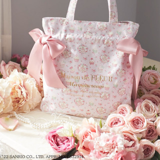 【 Maison De FLEUR 】กระเป๋าถือ ประดับโบว์ ริบบิ้น ขนาดเล็ก ลายดอกไม้ สไตล์ญี่ปุ่น สําหรับผู้หญิง