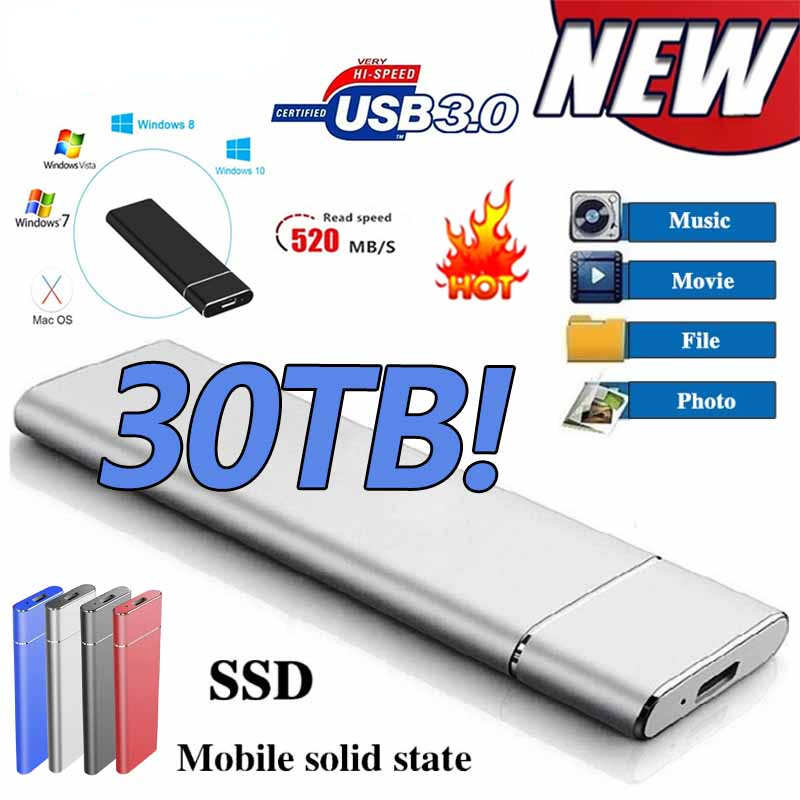 ฮาร์ดไดรฟ์ภายนอก SSD 60TB 2TB 128TB USB3.1 TYPE-C ความเร็วสูง ขนาดเล็ก พกพาง่าย สําหรับแล็ปท็อป หน้าต่าง Mac