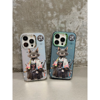 เคสซิลิโคนนิ่ม ลายการ์ตูนแมวซามูไร สําหรับ iPhone 15 pro max 14pro 13pro max 12 pro iPhone11