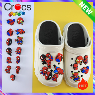 อุปกรณ์เสริม หัวเข็มขัด รูปดอกไม้ สําหรับตกแต่งรองเท้า crocs jibbitz Spiderman Series
