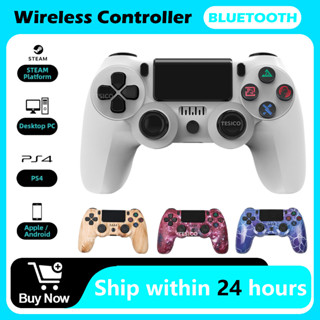 จอยสติ๊กควบคุมเกมแพด PS4 สําหรับ Sony PlayStation 4 Pro Slim Console JoyPad PC Android โทรศัพท์มือถือ ควบคุมเกม บลูทูธ 6 แกน Gyro IOS