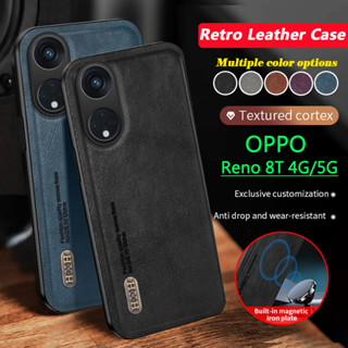 เคสโทรศัพท์มือถือหนัง ซิลิโคนนิ่ม ขอบด้านหลัง สไตล์เรโทร สําหรับ OPPO reno 8T 4G 5G Reno8T reno 9 Pro Plus Reno9 reno 9Pro