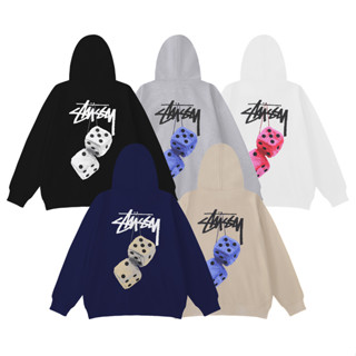 Stussy เสื้อกันหนาวมีฮู้ด ผ้าขนสัตว์ พิมพ์ลาย ทรงหลวม สําหรับผู้ชาย และผู้หญิง