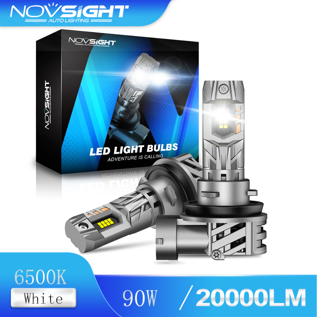 Novsight ไฟหน้ารถยนต์ LED N63 H11 1:1 90W 6500K 20000LM ขนาดเล็ก พร้อมพัดลม ไฟตัดหมอก