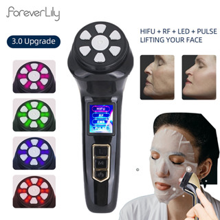 Foreverlily 4-in-1 เครื่องนวดหน้า HIFU RF อัลตราซาวด์ RF EMS ขนาดเล็ก 3.0