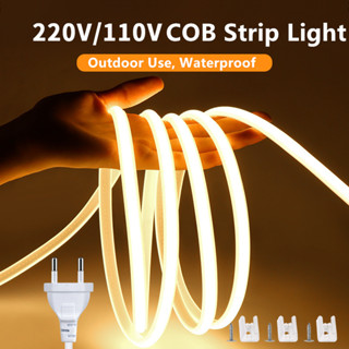 แถบไฟ LED 220V พร้อมปลั๊กซิลิโคน ยืดหยุ่น กันน้ํา สําหรับตกแต่งผนังห้องครัว ห้องนั่งเล่น ห้องนอน