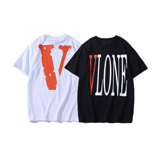 Vlone เสื้อยืด คอกลม แขนสั้น ผ้าฝ้าย พิมพ์ลาย แฟชั่นสําหรับผู้ชาย และผู้หญิง