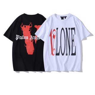 Vlone เสื้อยืด คอกลม แขนสั้น ผ้าฝ้าย พิมพ์ลาย แฟชั่นสําหรับผู้ชาย และผู้หญิง