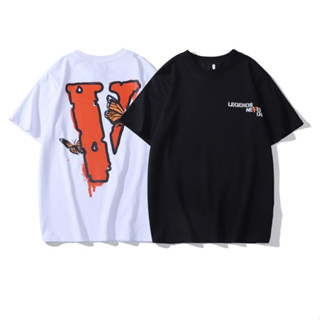 Vlone เสื้อยืด คอกลม แขนสั้น ผ้าฝ้าย พิมพ์ลาย แฟชั่นสําหรับผู้ชาย และผู้หญิง