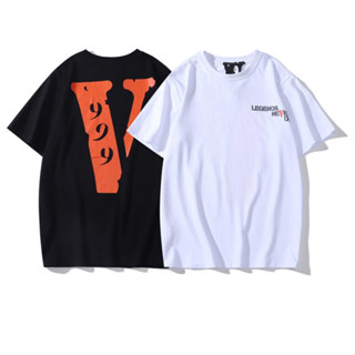 Vlone เสื้อยืด คอกลม แขนสั้น ผ้าฝ้าย พิมพ์ลาย แฟชั่นสําหรับผู้ชาย และผู้หญิง