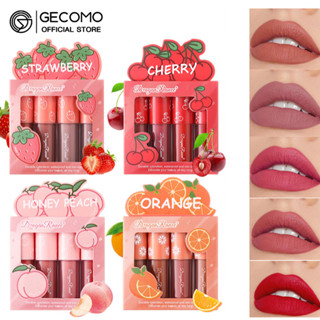 Gecomo ลิปสติก เนื้อแมตต์ กันน้ํา ติดทนนาน 4 สี