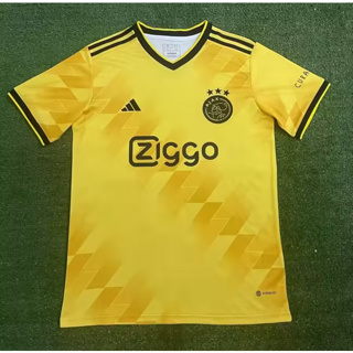 เสื้อกีฬาแขนสั้น ลายทีมชาติฟุตบอล Ajax Yellow 23/24 ชุดเยือน สําหรับผู้ชาย