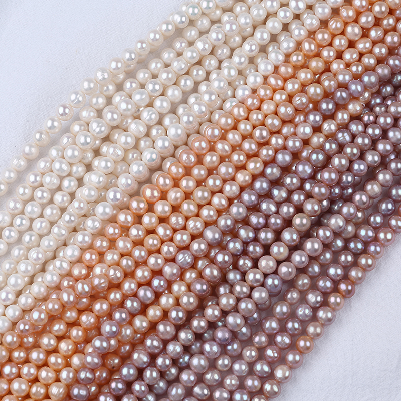 สร้อยคอ สร้อยข้อมือ ไข่มุกน้ําจืด ธรรมชาติ สีขาว สีชมพู สีม่วง 9-10 มม. DIY