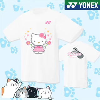 Yonex 2023 ใหม่ เสื้อแบดมินตัน ผู้ชายและผู้หญิง "Hello Kitty" Co Brand Cultural Shirt yy Quick Dried Sports เสื้อยืดแขนสั้น สําหรับผู้ชาย ผู้หญิง แห้งเร็ว Tournmanet เสื้อยืด