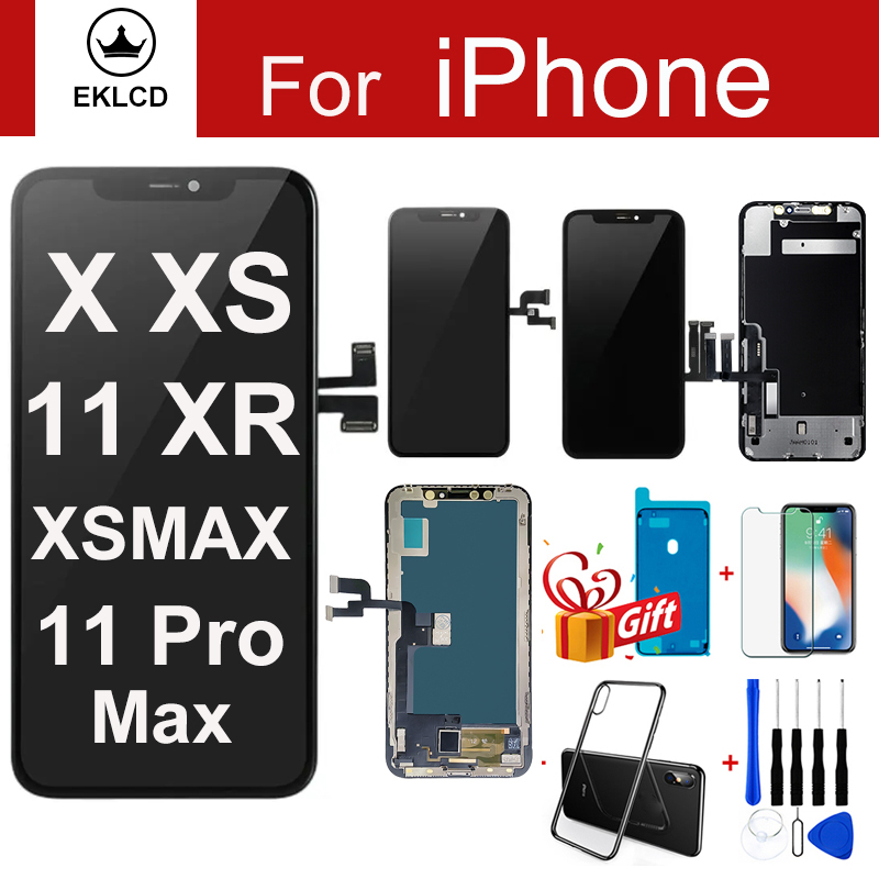 หน้าจอสำหรับ iPhone X XR XS 11 Pro Max จอแสดงผล LCD หน้าจอสัมผัส Digitzer Assembly เปลี่ยนสนับสนุน Face ID