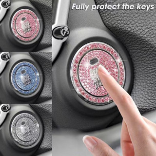 Universal All Diamond Surround Car Key Protector Cover กุญแจสตาร์ทสติกเกอร์ Glitter Car Crystal Diamond Badge Sticker อุปกรณ์ตกแต่งภายในรถยนต์สำหรับผู้หญิง