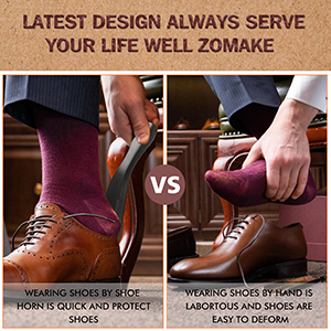 Zomake ที่ช้อนรองเท้า ที่ช้อนใส่รองเท้า ด้ามจับโลหะ ช่วยให้ใส่รองเท้าง่าย ไม่ต้องก้มให้เมื่อย ตัวยัดรองเท้าที่พกพาได้ ตัวยัดรองเท้าพร้อมกับที่ยึดยาว เครื่องช่วยหายใจ