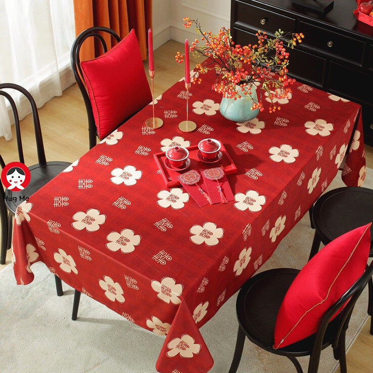 ผ้าปูโต๊ะ ผ้ากํามะหยี่ สีแดง สไตล์จีน สําหรับตกแต่งงานแต่งงาน