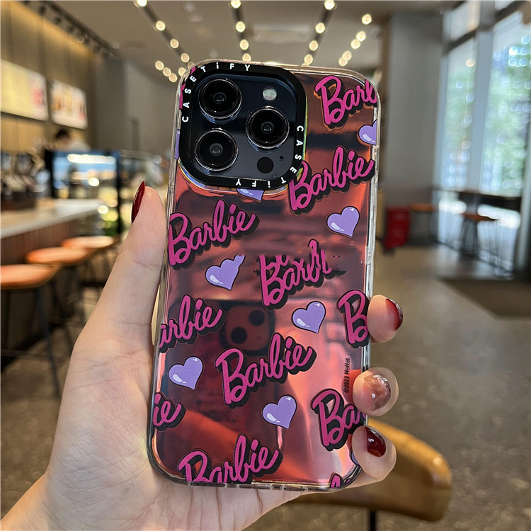 เคสไอโฟน 16/15/14/13/12/11 Pro max Heart Barbie Laser Compatible Case iPhone 11,12,13,14,15,16,11PM,12PM,13PM,14PM,15PM,16PM