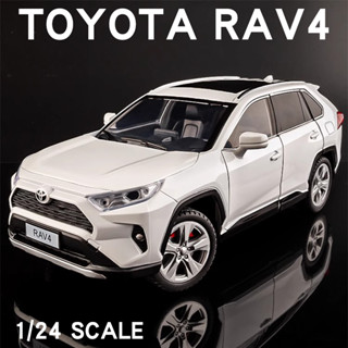 โมเดลรถบรรทุกจําลอง 1:24 TOYOTA RAV4 แบบเปิดได้ มีเสียง และไฟ เหมาะกับของขวัญ ของเล่นสําหรับเด็ก