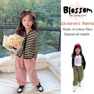 Blossom Kids  childrens pants กางเกงลำลองสำหรับเด็ก กางเกงคาร์โก้ลำลองสำหรับเด็กชายและเด็กหญิงที่มีกระเป๋าขนาดใหญ่