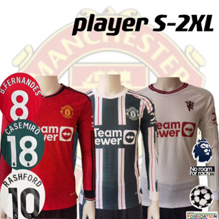 เสื้อกีฬาแขนยาว ลายทีมชาติฟุตบอล MU 24-48 ชั่วโมง คุณภาพสูง สีแดง สําหรับผู้ชาย 23-24