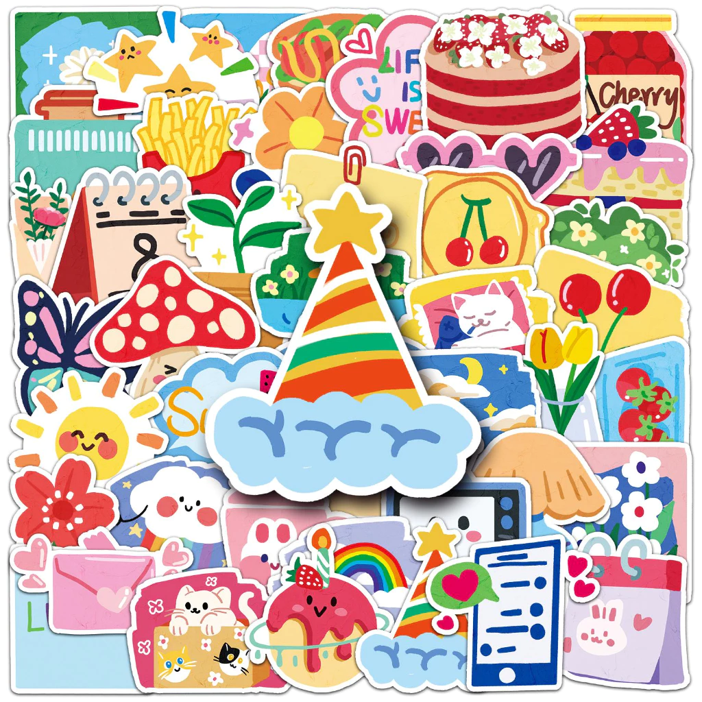 50 ชิ้น Ins สไตล์ Super น่ารักสติกเกอร์สติกเกอร์กันน้ํา DIY สําหรับโทรศัพท์แล็ปท็อปรถสติกเกอร์ Creative Home Decal