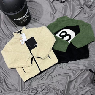 Stussy เสื้อแจ็กเก็ต ผ้าฟลีซ แบบหนา สองด้าน สีดํา 8 byzx 22 ชิ้น สําหรับฤดูใบไม้ร่วง ฤดูหนาว