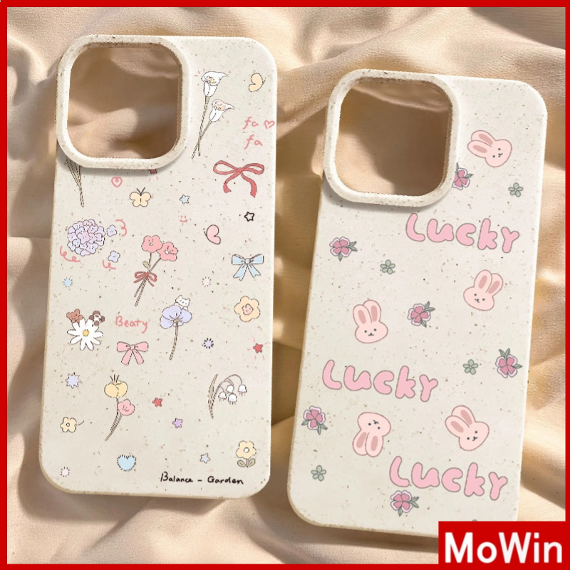 Mowin - เข้ากันได้สำหรับ 15 เคสไอโฟน11 เคส iphone 11 ย่อยสลายได้เป็นมิตรกับสิ่งแวดล้อมฟางข้าวสาลี Smooth Comfort Case TPU Soft Lucky Bunny เข้ากันได้กับ iPhone 13 Pro max 12 Pro Max 11 xr xs max 7 8Plus