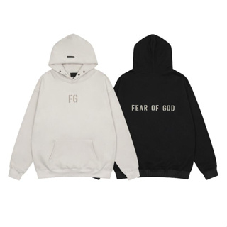 Fear OF GOD เสื้อกันหนาว มีฮู้ด ผ้าฝ้าย กํามะหยี่ ประดับมุก 320 กรัม แฟชั่นสําหรับทุกเพศ